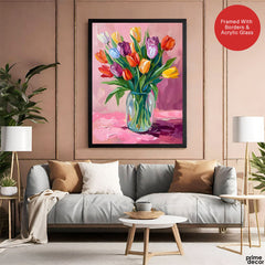Beautiful Colorful Flowers In A Pot | Abstract Floral Artwork #00533