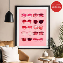 Aesthetic Colorful Glasses Over Pink Background | Abstract Fashion Artwork #00536