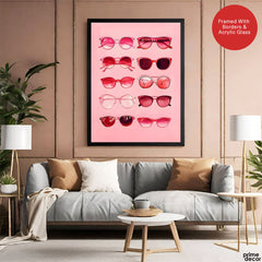 Aesthetic Colorful Glasses Over Pink Background | Abstract Fashion Artwork #00536