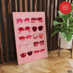 Aesthetic Colorful Glasses Over Pink Background | Abstract Fashion Artwork #00536