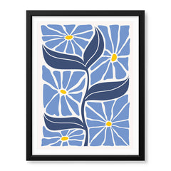 Beautiful Blue Flowers Over Off White Background | Abstract Floral Artwork #00537