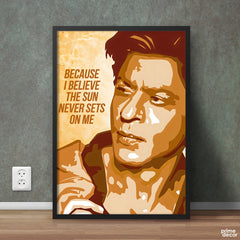 The Sun Never Sets On Me Shahrukh Khan Illustration With Quote | Figure Wall Art - Prime Décor