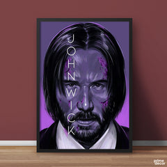 John Wick Purple & Black Duotone Illustration | Movies Wall Art - Prime Décor