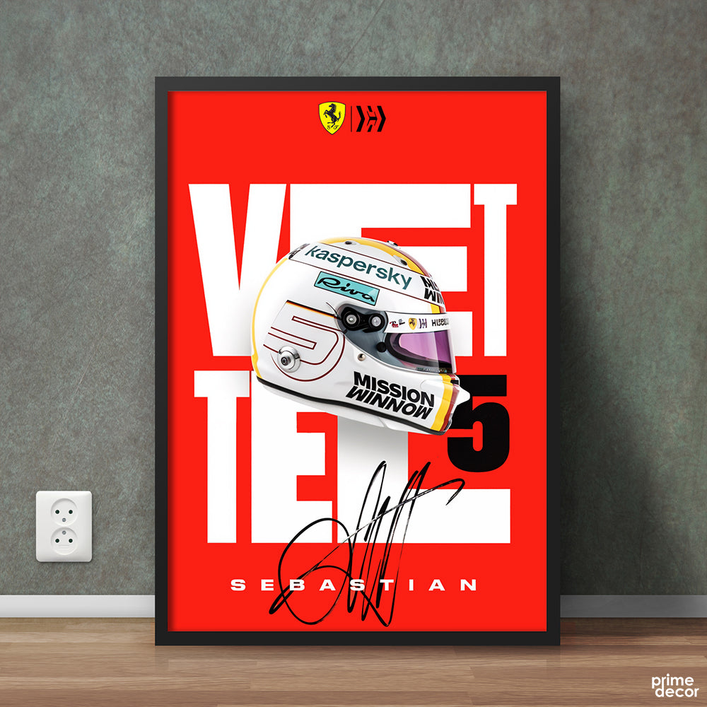 Sebestian Vettel Helmet & Signature Formula 1 Racing | Sports Wall Art - Prime Décor