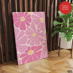 Beautiful Pink & Red Flowers Over White Background | Abstract Floral Artwork #00541
