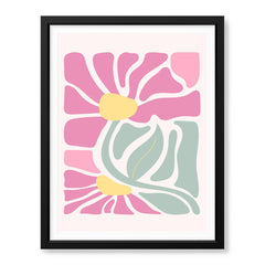 Beautiful Pink & Red Flowers With Green Leaves | Abstract Floral Artwork #00542