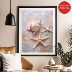 Beautiful Star Shape Seashells On The Beach | Abstract Nature Artwork #00544