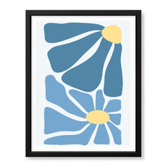 Beautiful Blue & Yellow Flowers | Abstract Floral Artwork #00545