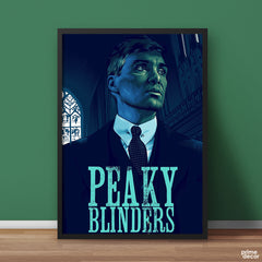 Thomas Shelby Teal Blue Illustration With Text | Movies Wall Art - Prime Décor