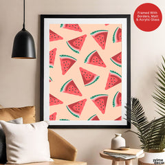 Abstract Watermelon Artwork Over Beige Background | Abstract Floral Artwork #00549