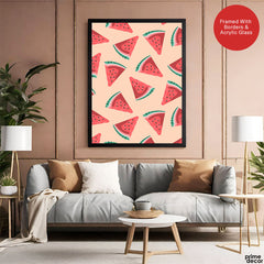 Abstract Watermelon Artwork Over Beige Background | Abstract Floral Artwork #00549