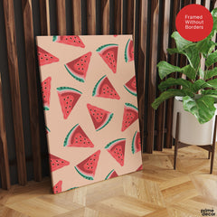 Abstract Watermelon Artwork Over Beige Background | Abstract Floral Artwork #00549
