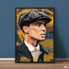 Thomas Shelby Yellow & Blue Art Style Paint Strokes | Movies Wall Art - Prime Décor