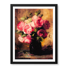 Beautiful Pink Flowers With Black Vase | Abstract Floral Artwork #00552