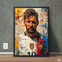 Lionel Messi In Abstract Paint Stokes FC Barcelona | Sports Wall Art - Prime Décor