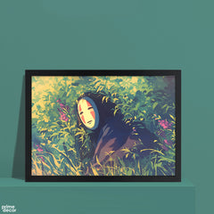 Kaonashi No-Face Laying In The Grass Spirited Away Studio Ghibli | Anime Wall Art - Prime Décor