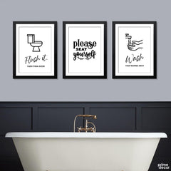 Wash Your Worries Away Bathroom Typography (3 Panel) Washroom Wall Art - Prime Décor