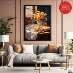 Beautiful Flowers With Vase On Breakfast Table | Abstract Nature Artwork #00560