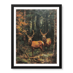 Deer's With Dominant Horns In The Forest | Abstract Animal Artwork #00563