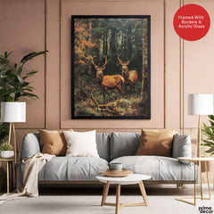 Deer's With Dominant Horns In The Forest | Abstract Animal Artwork #00563