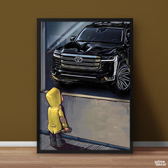 Kid Looking At Toyota Landcruiser Through Window | Cars Wall Art - Prime Décor
