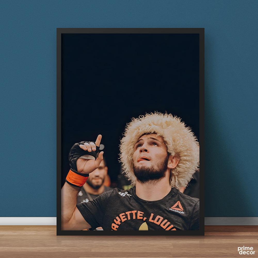 Khabib Nurmagomedov Looking Upward And Praising Allah | Sports Poster Wall Art - Prime Décor