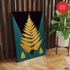 Gold Tropical Tree With Green And Black Background | Abstract Nature Artwork #0056 - Prime Décor
