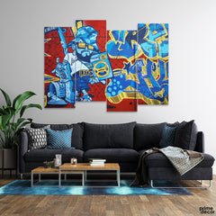 Graffiti Cool Guy Dude Boombox (4 Panel) Fashion Wall Art - Prime Décor