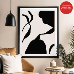 Abstract Black Line Artwork Over Beige Background | Abstract Fashion Artwork #00571