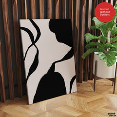 Abstract Black Line Artwork Over Beige Background | Abstract Fashion Artwork #00571