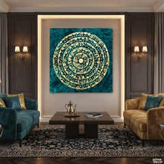 Ayatul Kursi Gold Leaf Original Painting Acrylic Wall Art | Handmade Painting
