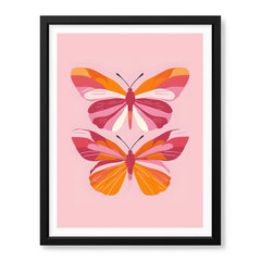 Beautiful Pink & Orange Butterflies | Abstract Floral Artwork #00573