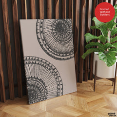Black & White Ring Style Artwork Over Beige Background | Abstract Fashion Artwork #00576