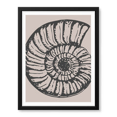 Black & White Shell Artwork Over Beige Background | Abstract Fashion Artwork #00577
