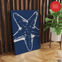 Beautiful White Starfish Art Over Blue Background | Abstract Fashion Artwork #00578