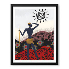 Blue & Gold African Women Art | Abstract Fashion Artwork #0057 - Prime Décor