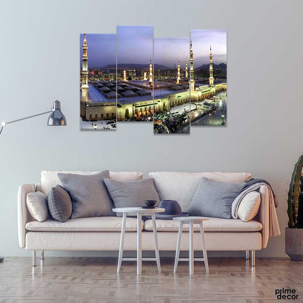 Masjid e Nabwi Beautiful View (4 Panel) Islamic Wall Art - Prime Décor