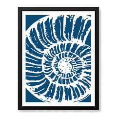 Beautiful White Fossil Shell Design Over Blue Background | Abstract Fashion Artwork #00580