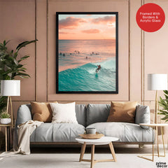 Beautiful Orange & Green View From A Beach | Abstract Nature Artwork #00581