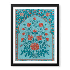 Aesthetic Mughal Era Artwork With Blue Background | Abstract Historical Artwork #00587