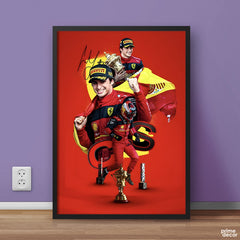 Carlo Sainz With Achievement Trophies | Cars Wall Art - Prime Décor