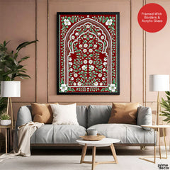 Aesthetic Mughal Era White & Green Floral Artwork | Abstract Historical Artwork #00589