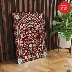 Aesthetic Mughal Era White & Green Floral Artwork | Abstract Historical Artwork #00589