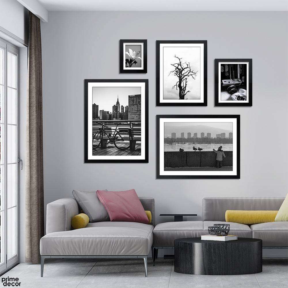 A Day Out Grayscale B&W Luxury (5 Panel) Landscape Wall Art - Prime Décor