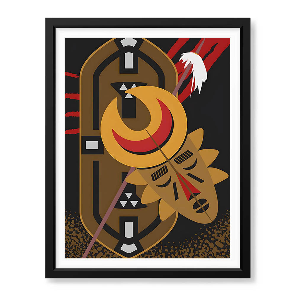 Brown Red & Gold African Face Design | Abstract Fashion Artwork #0058 - Prime Décor