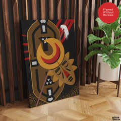 Brown Red & Gold African Face Design | Abstract Fashion Artwork #0058 - Prime Décor