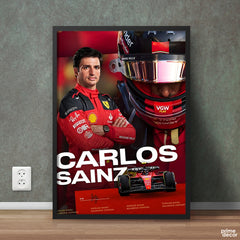 Carlo Sainz With Ferrari Formula 1 & Signature | Cars Wall Art - Prime Décor