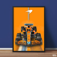 McLaren Formula 1 Velo Branding With Orange Background | Cars Wall Art - Prime Décor