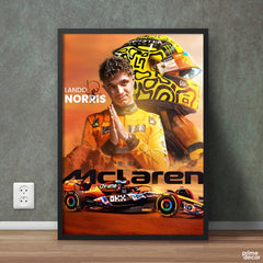 Lando Norris In Action With McLaren Formula 1 Signature | Cars Wall Art - Prime Décor