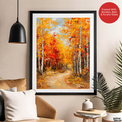 Forest Surrounded By Autumn Season | Abstract Floral Artwork #00598